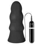 Чёрная виброёлочка MENZSTUFF VIBRATING BUTTCRASHER WAVED - 20 см.