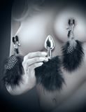 Набор Feather Nipple Clamps   Butt Plug: зажимы на соски и анальная пробка с пёрышками